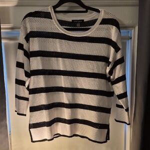Cable & Gauge Black and White Striped Sweater